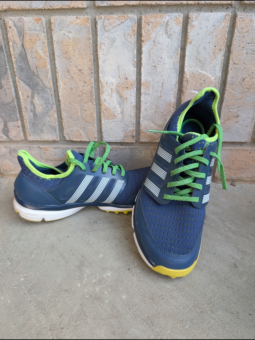 Adidas Climacool Navy and Lime Green Mens Golf Spikeless Shoe Yellow Accents